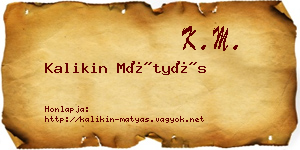 Kalikin Mátyás névjegykártya